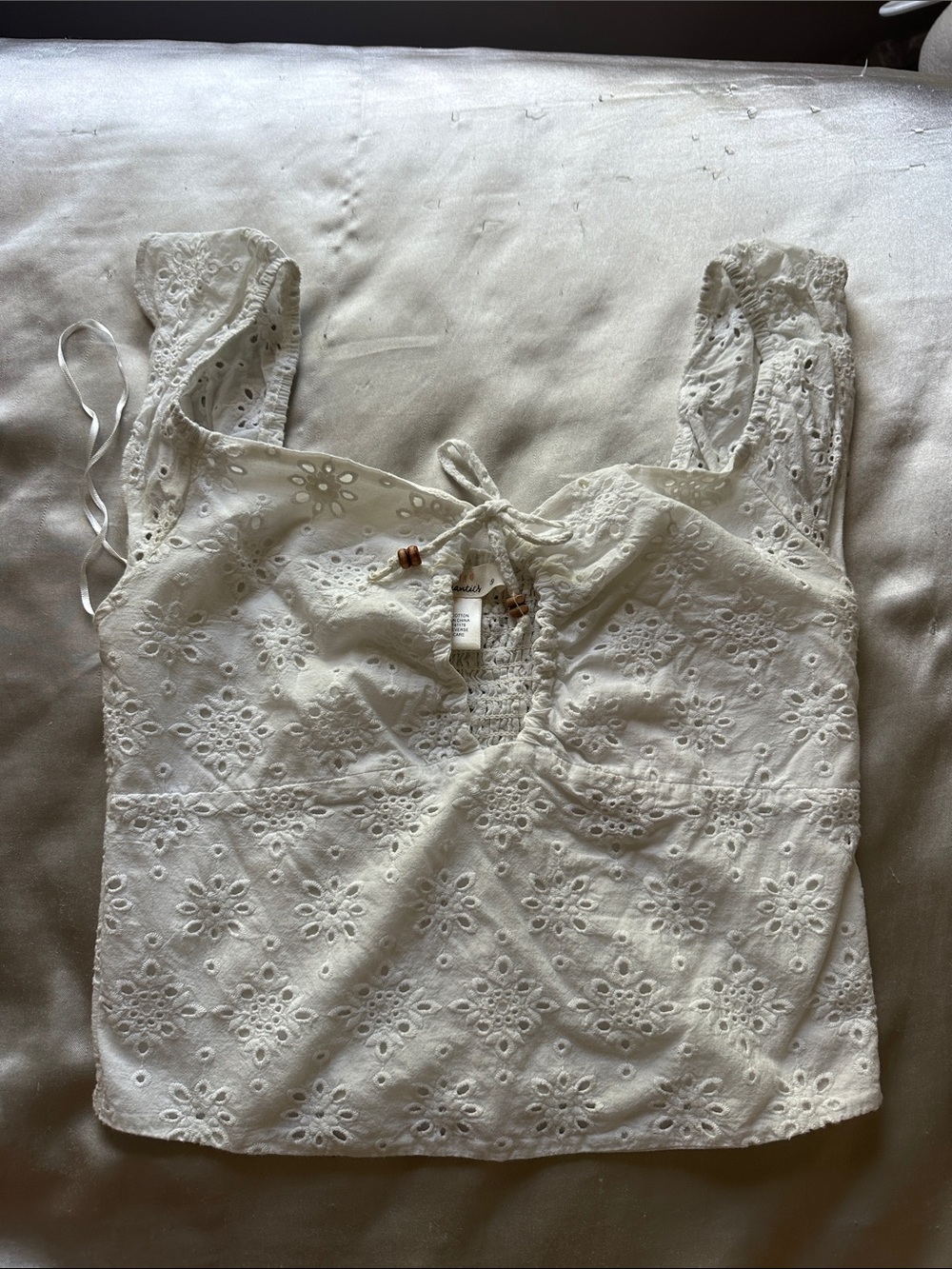 URBAN Romantics White Eyelet Tie-Front Crop Top
